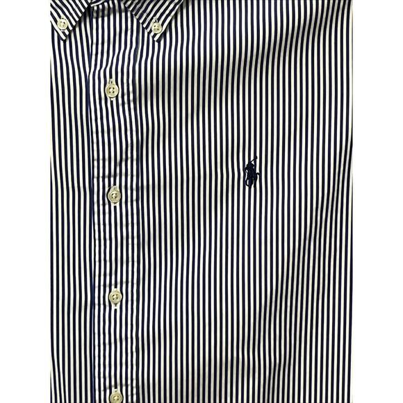 Polo Ralph Lauren Blue Striped Button Down Custom Fit Shirt Size XL - Picture 2 of 4